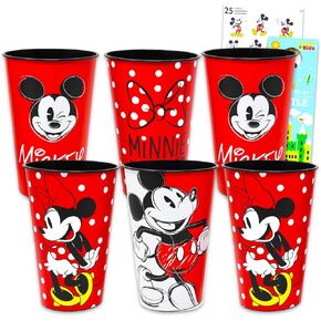 Mickey and Minnie Tumbler Cup Pack - Disney Party Taving 6 قطع مع 24 أوقية بالإضافة إلى ملصقات ، المزيد | الجزء الأكبر ميكي وميني ماوس ماء.