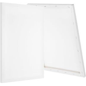 قماش تمدد Patikil ، 2Cs 18 "× 12" قماش مستطيل لطلاء ألواح قماش قطنية مقدمة فارغة للدهانات المائية للزيت الأكريليك ، أبيض ، أبيض
