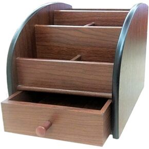N منظم تخزين التحكم عن بُعد مع منظمة قرطاسية من Wood Office Drawer Wood Office Pen Daily Case Storage Case Heben1028
