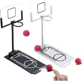 Deekin 2 Set Desktop Basketball Hoop Tabletop Mini Basketball Game Toys for Teen Games School Descist Office Fun Sports Goalty Gag Christmas Gift (Black ، Silver)