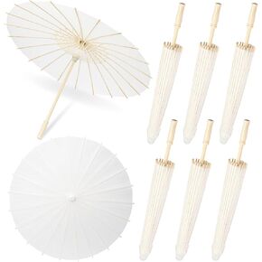 3/6/12/24 حزمة 23.6 بوصة أبيض مظلات صينية يابانية باراسول تزيين الورق تزيين المظلات DIY Parasol لحفلات الزفاف الزفاف الاستحمام الحرف التصوير الفوتوغرافي