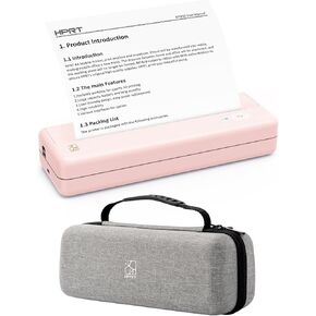HPRT Travel Business Portable Mobile Printer MT810 Pink with Case, Thermal Inkless Home Use Compact Printer, Bluetooth Wireless Printer Compatible with iOS Android Phone & Laptop