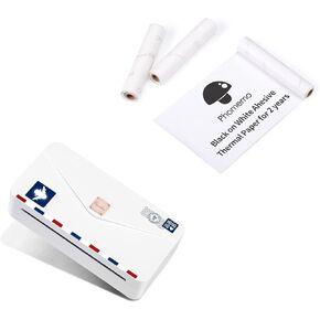 Phomemo M04AS Mini Printer with 110mm White Adhesive Paper Bundle