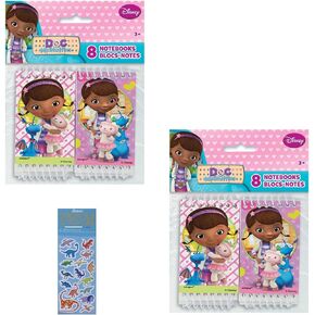 فريدة من نوعها Doc McStuffins حفلة عيد ميلاد اللوازم Bunlde تشمل 16 دفاتر ميني ميني وملصقات تلصق ديناصور واحد