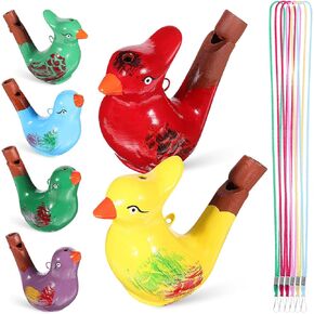 صافرة الطيور السيراميك 6pcs ، صافرة طيور ملونة مع صانعات ضوضاء الطيور الحبل صافرة صافرة ماء الطيور لصالح حشو سلة عيد الفصح