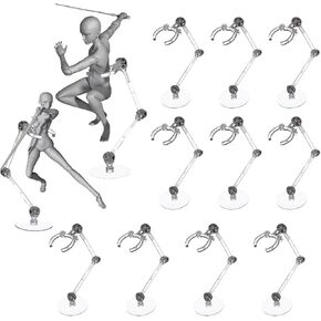 12pcs Figure Stand ، حامل واضح ، دعم نموذج لشكل حركة من 0.5 إلى 10 "