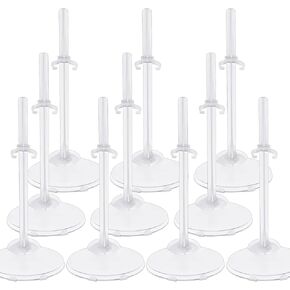 10Pcs Adjustable Doll Stands - Clear Plastic Display Holders for 8-12 Inch Dolls, Barbie & Action Figure Support Stands, Toy Doll Accessories