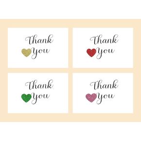20PCs, Half Easy DIY Glitter Heart Thank You Cards with Envelopes – Warm Seasonal Greeting Cards, Grateful Notes Delivery with 10 Hues Envelopes and Shining Seals, Easy Self Adhesive.