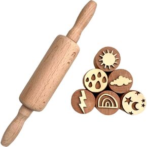 مجموعة أداة PlayDough مجموعة الأشكال الهندسية - أدوات Playdough خشبية - طوابع PlayDough