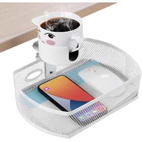 MASTLU Under Desk Organizer,Cup Holder,Table Management Tray, Swivel Pencil Drawer, Office No Drill Steel Organizers,360 Spin Hidden Storage Box with Sturdy C-Clamp,Easy Install (Black)