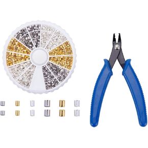 PH Pandahall 3000pcs 1.5mm 2mm 2mm 3 ألوان النحاس النحاس أنبوب الطرف الخرز الفاصل و 1 مجموعة 45#