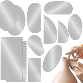12 PCS Steel Pottery Tools أضلاع الفولاذ المقاوم للصدأ مكشطة مسنن طين طين مكشطة الكشف عن الحرفية ، أدوات النحت السيراميك لفنانين المنسوجين النماذج النماذج النماذج
