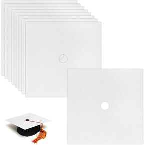 10pcs Grad Cap Glitter Paper, 3000GSM Thick 9.06x9.06in Decorating Construction Papers for Grad Caps Decorations Crafts and DIY Scrapbook Supplies(White)