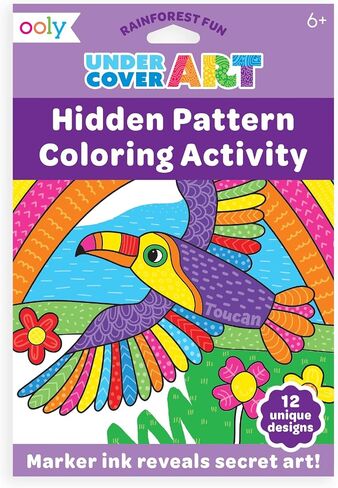Ooly Undercover Art Hidden Pattern Coloring Activity Art Cards - 12 Unique and Fun Designs, Non-Toxic, Kids Coloring Activity Kit for Travel & Spring Fun, Ages +6 - Garden PALS in Saudi Arabia