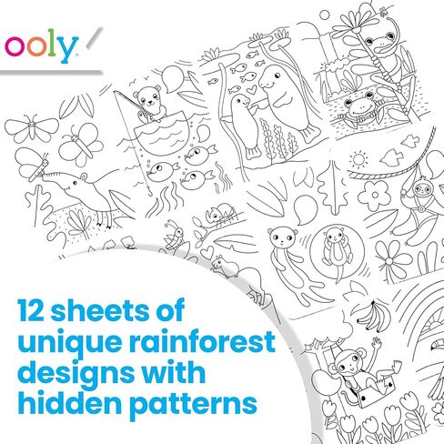 Ooly Undercover Art Hidden Pattern Coloring Activity Art Cards - 12 Unique and Fun Designs, Non-Toxic, Kids Coloring Activity Kit for Travel & Spring Fun, Ages +6 - Garden PALS in Saudi Arabia