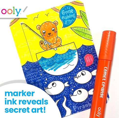 Ooly Undercover Art Hidden Pattern Coloring Activity Art Cards - 12 Unique and Fun Designs, Non-Toxic, Kids Coloring Activity Kit for Travel & Spring Fun, Ages +6 - Garden PALS in Saudi Arabia