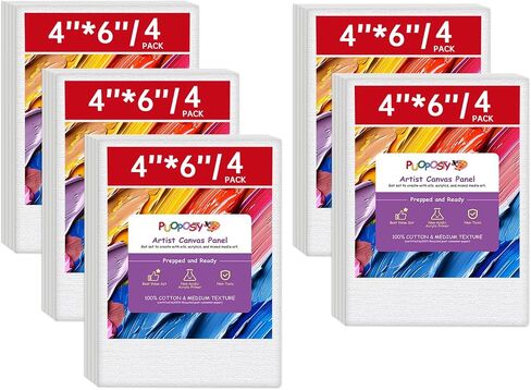 20-Pack 4x4 Inch Canvas Boards for Painting – 100% Cotton Primed Art Supplies for Kids, Adults & Beginners – Suitable for Acrylic, Oil, Watercolor, Tempera, & Other Painting Mediums in Saudi Arabia