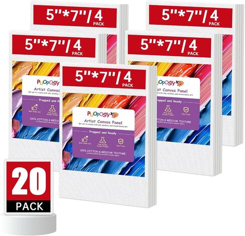 20-Pack 4x4 Inch Canvas Boards for Painting – 100% Cotton Primed Art Supplies for Kids, Adults & Beginners – Suitable for Acrylic, Oil, Watercolor, Tempera, & Other Painting Mediums in Saudi Arabia