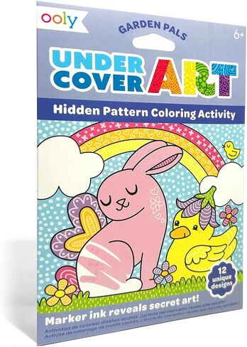 Ooly Undercover Art Hidden Pattern Coloring Activity Art Cards - 12 Unique and Fun Designs, Non-Toxic, Kids Coloring Activity Kit for Travel & Spring Fun, Ages +6 - Garden PALS in Saudi Arabia