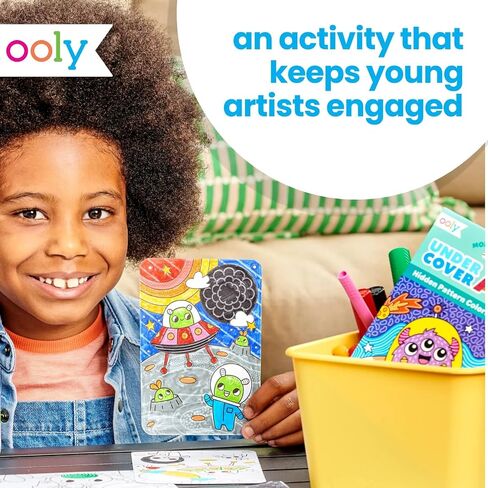 Ooly Undercover Art Hidden Pattern Coloring Activity Art Cards - 12 Unique and Fun Designs, Non-Toxic, Kids Coloring Activity Kit for Travel & Spring Fun, Ages +6 - Garden PALS in Saudi Arabia