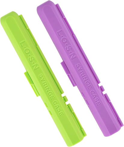 LOSN Compact Travel Insulin Prefilled Syringe Case for Diabetes - Solid Green and Transparent Light Blue in Saudi Arabia