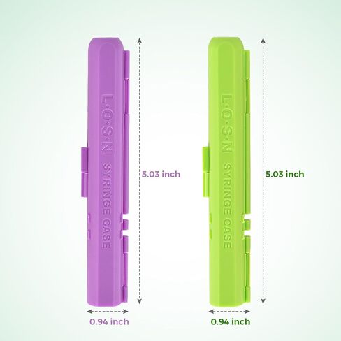 LOSN Compact Travel Insulin Prefilled Syringe Case for Diabetes - Solid Green and Transparent Light Blue in Saudi Arabia