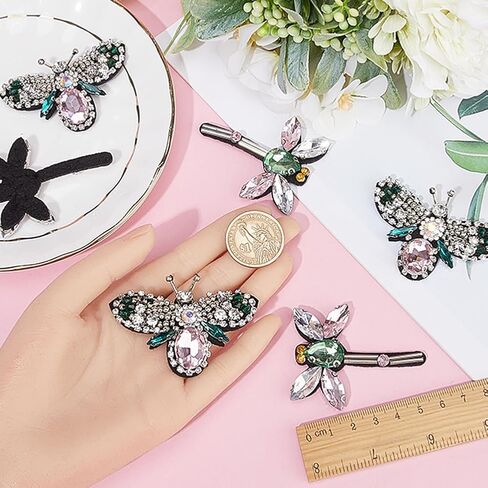 GORGECRAFT 6Pcs 2 Styles Rhinestone Beaded Applique Crystal Animal Bees Dragonfly Decorative Sew on Embroidery Patches Appliques for DIY Craft Party Dress Costume Jeans Shoes Bag Hat Embellishments in Kuwait