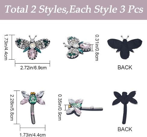 GORGECRAFT 6Pcs 2 Styles Rhinestone Beaded Applique Crystal Animal Bees Dragonfly Decorative Sew on Embroidery Patches Appliques for DIY Craft Party Dress Costume Jeans Shoes Bag Hat Embellishments in Kuwait