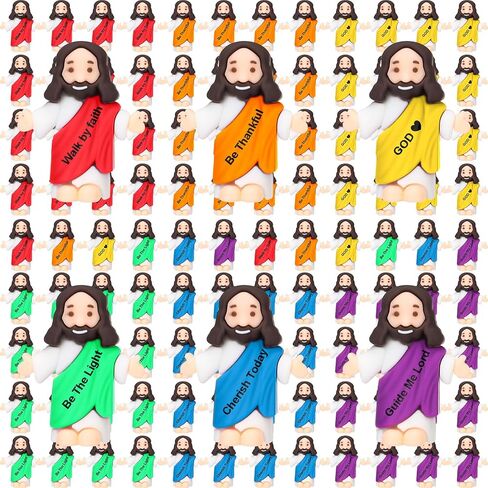 Barydat 50 Pcs Mini Jesus Figurines Bulk Tiny Jesus Toys Little Figures Miniature Doll to Hide and Seek Religious Party Favors Sunday School Baptism Gift Church Events in Kuwait