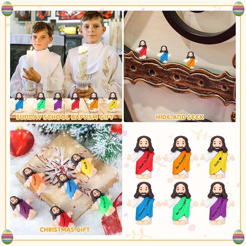 Barydat 50 Pcs Mini Jesus Figurines Bulk Tiny Jesus Toys Little Figures Miniature Doll to Hide and Seek Religious Party Favors Sunday School Baptism Gift Church Events in Kuwait