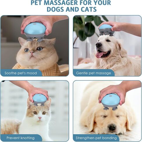 Upgraded Handheld Pet Massager for Dogs and Cats, Electric With 4 Rotatable Heads, Three Modes, for Relieving Tight Stiffness Muscles, Promote Bonding in Kuwait