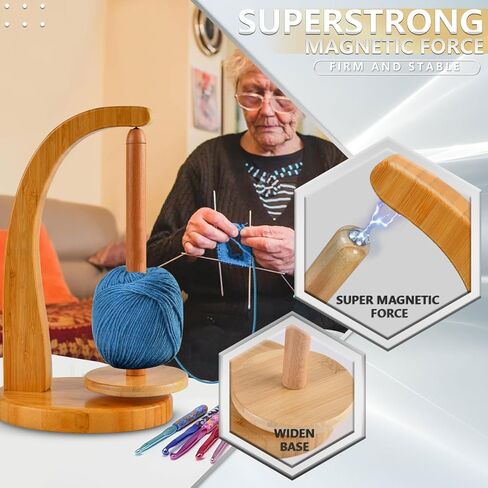 Miocololy Wooden Yarn Spool Rack, Magnetic Yarn Skein Ball Spinner Holder for Knitting and Crocheting (Style1) in Saudi Arabia