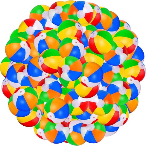 24 Pack Large Beach Ball, 24" Jumbo Rainbow Beach Ball Bulk, Inflatable Pool Toys for Party Supplies Decorations, Adults Kids Birthday Luau Summer Beach Water Games Beachballs Party Favors in Saudi Arabia
