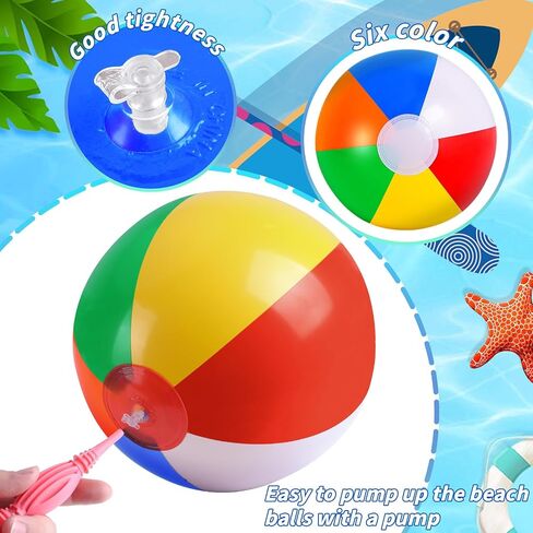 24 Pack Large Beach Ball, 24" Jumbo Rainbow Beach Ball Bulk, Inflatable Pool Toys for Party Supplies Decorations, Adults Kids Birthday Luau Summer Beach Water Games Beachballs Party Favors in Saudi Arabia