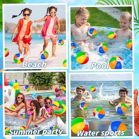 24 Pack Large Beach Ball, 24" Jumbo Rainbow Beach Ball Bulk, Inflatable Pool Toys for Party Supplies Decorations, Adults Kids Birthday Luau Summer Beach Water Games Beachballs Party Favors in Saudi Arabia
