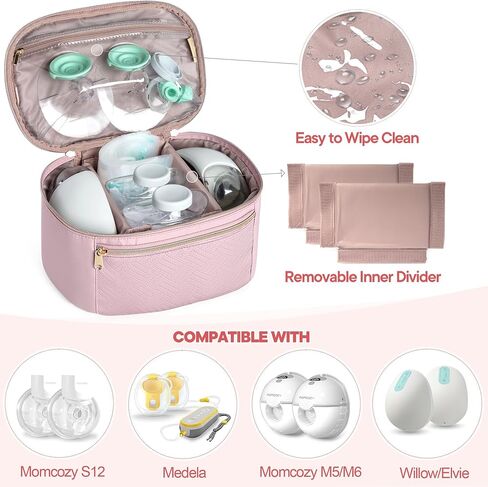 Fasrom Wearable Breast Pump Bag, Portable Pump Carrying Case for Moms | Compatible with Momcozy, Eufy & Elvie Pumps, Work Travel Bag with Drying Mat, Holds Pump Parts & Accessories, Black, Bag Only in Saudi Arabia