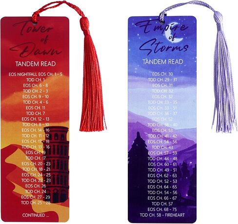 Set of 2 pcs - Throne Themes Tandem Read Bookmarks for Women with Silk Tassel, Fantasy Book Marks - Perfect Book Markers Merchandise for Fantasy Fans - Unique Gifts for Book Lovers in Kuwait