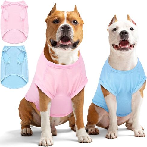 Nanaki 2 Pack Breathable Dog Shirt for Large Dogs-Stretchy T-Shirts, Tank Top Soft Mesh Lightweight Quick Dry Sweatshirt, Pullover Vest Pajamas, Ideal for Sun Protection Spring Summer in Saudi Arabia