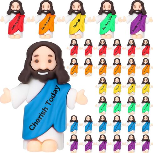 Barydat 50 Pcs Mini Jesus Figurines Bulk Tiny Jesus Toys Little Figures Miniature Doll to Hide and Seek Religious Party Favors Sunday School Baptism Gift Church Events in Kuwait