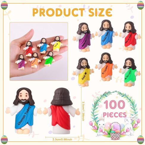 Barydat 50 Pcs Mini Jesus Figurines Bulk Tiny Jesus Toys Little Figures Miniature Doll to Hide and Seek Religious Party Favors Sunday School Baptism Gift Church Events in Kuwait