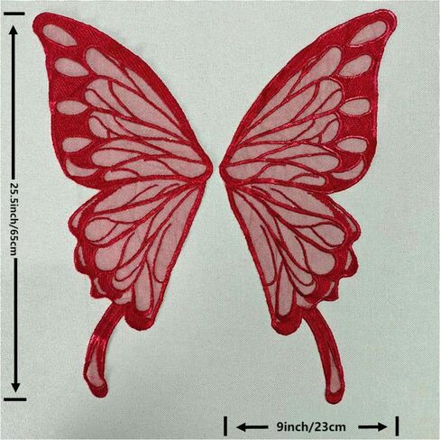 2 Pairs Fairy Wings Sew on Patches Butterfly Lace Appliques Tulle Organza Fabric Wings Embroidery Collar Neckline Trims Embellishments DIY Garment Dress Supplies (Black) in Saudi Arabia