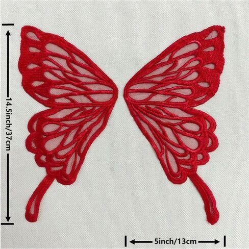 2 Pairs Fairy Wings Sew on Patches Butterfly Lace Appliques Tulle Organza Fabric Wings Embroidery Collar Neckline Trims Embellishments DIY Garment Dress Supplies (Black) in Saudi Arabia