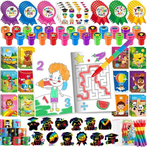Benlouis 192 PCS حفل التخرج مفضلات للأطفال في مرحلة ما قبل المدرسة روضة هدايا الفصول الدراسية جائزة مجموعة كبيرة للطلاب تهانينا خريجي Goodie أكياس （حيوانات التخرج） in Kuwait