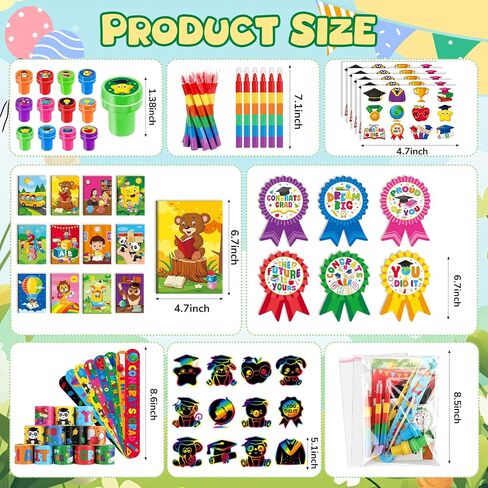 Benlouis 192 PCS حفل التخرج مفضلات للأطفال في مرحلة ما قبل المدرسة روضة هدايا الفصول الدراسية جائزة مجموعة كبيرة للطلاب تهانينا خريجي Goodie أكياس （حيوانات التخرج） in Kuwait