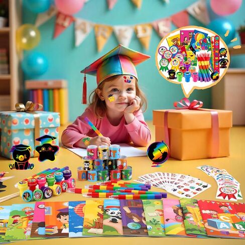 Benlouis 192 PCS حفل التخرج مفضلات للأطفال في مرحلة ما قبل المدرسة روضة هدايا الفصول الدراسية جائزة مجموعة كبيرة للطلاب تهانينا خريجي Goodie أكياس （حيوانات التخرج） in Kuwait