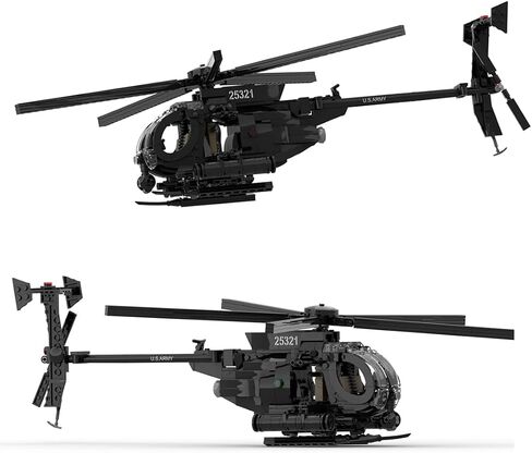 MOC-88275 MH-6 Little Bird Helicopter Building Builds Set ، ونماذج الطائرات العسكرية DIY للبالغين ، والعرض والألعاب القابلة للتحصيل (595 ٪) in Kuwait