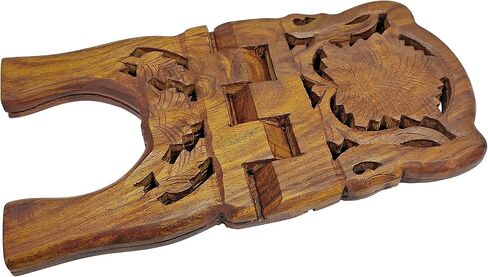 Craftsman 12 Inch Rahel Holy Book Stand for Pooja puja Gita Quran Bible Stand Holder. Folding Religious Rosewood Prayer Wooden Book (12 Inch) (12 Inch) (3. Brown) in Kuwait