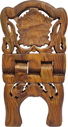 Craftsman 12 Inch Rahel Holy Book Stand for Pooja puja Gita Quran Bible Stand Holder. Folding Religious Rosewood Prayer Wooden Book (12 Inch) (12 Inch) (3. Brown) in Kuwait