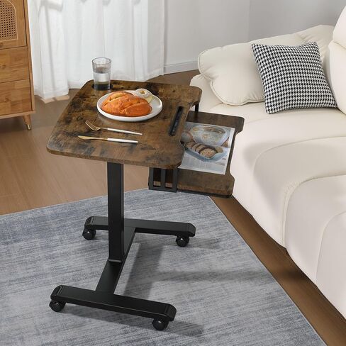 ETHU Mobile Standing Desk with Keyboard Tray,Computer Workstation, Height Adjustable Laptop cart on Wheels Rolling Desk for Home Office(White) in Kuwait