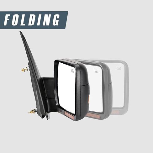 Perfit Zone Towing Mirrors Replacement Fit for 2007-2014 F150, POWER HEATED, W/AMBER SIGNAL,BLACK,LEFT(Driver Side) in Kuwait